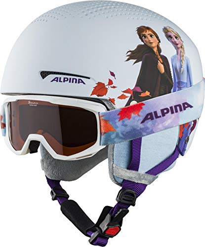 Alpina ZUPO Disney Set - Hochwertiges, Sicheres & Exklusives Disney Set aus Skibrille & Skihelm Für Kinder, Frozen II, 48-52 cm