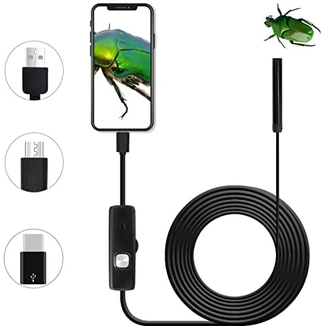 USB Android Endoskop 2,0 Megapixel CMOS HD 2 in 1 wasserdichte Endoskop Inspektionskamera Starre Schlangenkabel für Smartphone Tablet-Gerät EnDoskopkamera Mit Licht Mini Kamera Endoskop Kamera (5m)