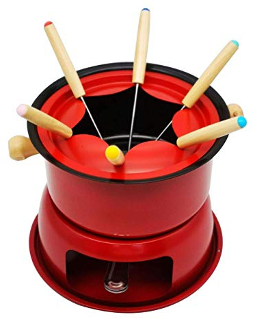 Juego De Fondue, Horno De Fusión, Mini Cacerola De Acero Inoxidable, Juego De Fondue De Queso Con Protector Contra Salpicaduras Y 6 Tenedores Para Fondue-Black