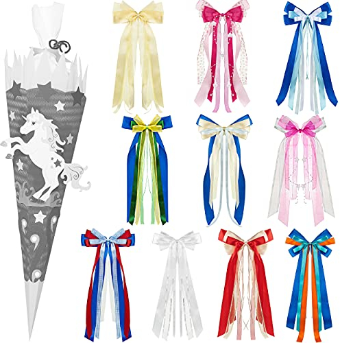 alles-meine.de GmbH Bastelset - Schultüte Farbe & Größe wählbar 70/85 / 100 cm - passende Bänder Schleife - Einhorn - Farbe frei wählbar - Bastelschultüte - Zuckertüte zum ..