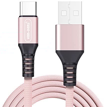 3A USB C Charger Cable for Samsung Galaxy A16/S24 FE/A15/A15 5G/A14/A14 5G/A13/A05/A05s/A23/A25/A12/A22 5G/A34/A54/A32/S23 FE Type C Fast Charging (1.5M) High Speed Charging Nylon Cable (ROSE GOLD)