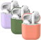 Mocarheri 3X Custodia in Silicone Compatibile con AirPods 2, Case per Airpods Custodia Cover Custodia protettiva in silicone antiurto (Viola+ corallo+Senape verde)