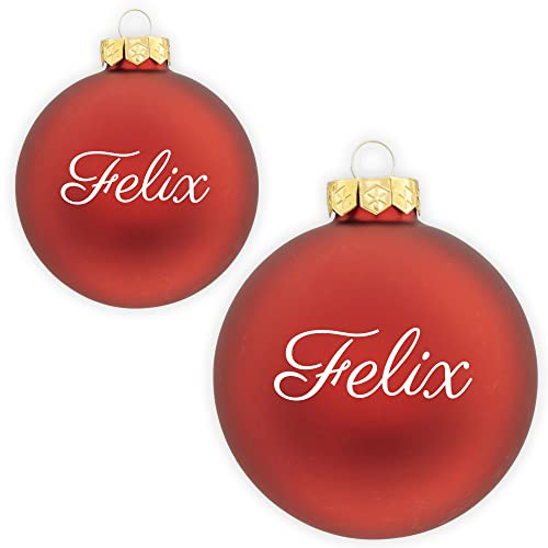 Coverlounge Christbaumkugel personaliert aus Glas | Weihnachtskugel mit Name| Ø 6cm oder 8cm in Rot (Matt) | für Weihnachten