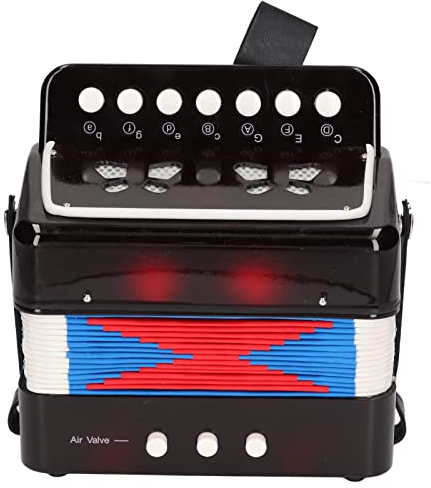 Kinderakkordeon, ABS-Kunststoff, 7 Tonika-Tasten, Akkordeon-Musikinstrument, Pädagogisches Spielzeug für Soli-Ensemble(Schwarz)