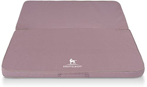 Knuffelwuff Faltbare Reisematte Orthopädisch Tacoma Hundematte aus Velours mit Handwebcharakter 120 x 100cm Rosa - Abnehmbarer Bezug - waschbar - für große, mittelgroße und kleine Hunde