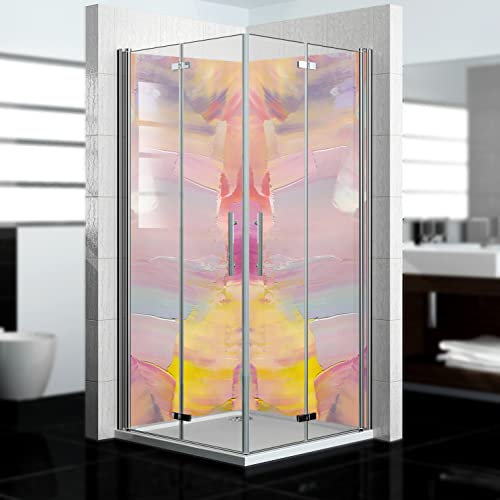 dedeco Eck-Duschrückwand wasserfest Motiv: Kunst V3, 2 x 100x210 cm, als Badrückwand zum Fliesenersatz, als Dekorwand, Wandverkleidung und Duschplatte aus Aluminium - Made in Germany