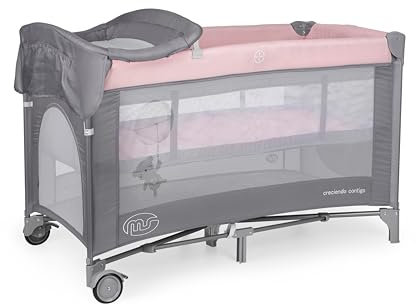 ms BabyWorld – COMPLET – Cuna de Viaje 2 Alturas | hasta 15 kg | Altura Recién Nacido | Apertura Lateral | Ruedas | Colchón y Cambiador Incluidos | Bolsa Transporte | Plegable y Regulable