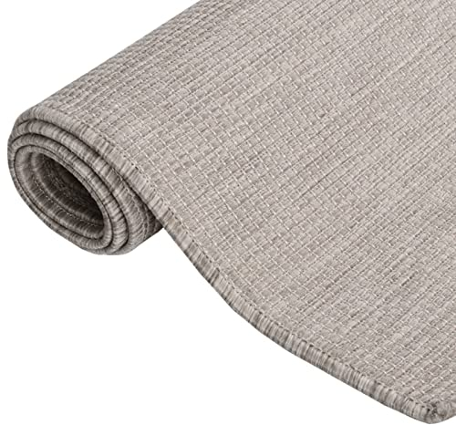 Tidyard Outdoor Teppich Flachgewebe Witterungsbeständig UV-beständig Außenteppich Balkon Terrasse Garten Swimming Pool 140x200cm Taupe