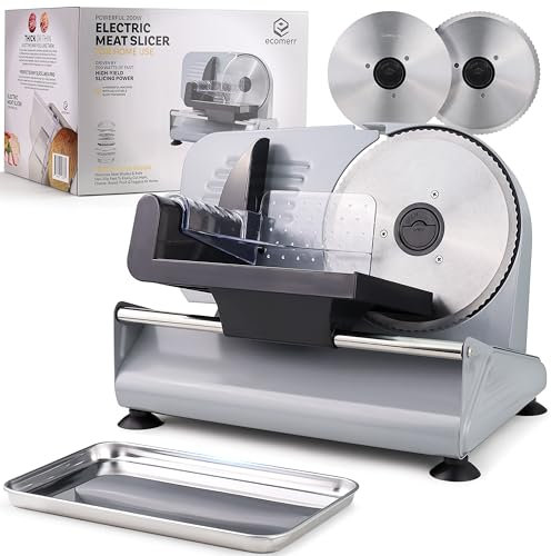 Meat Slicer, 200W Powerful Electric Food Slicer for Home Use, Cheese, Bread, Vegetables, 7.5 Round Stainless Steel Blade, Child Lock Protection and Thickness