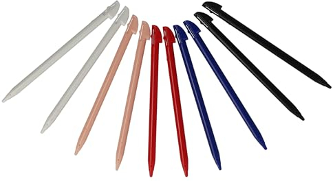 vhbw 10x Stylos de Saisie Compatible avec Nintendo 3DS XL Console de Jeux - Noir/Rose/Blanc/Bleu/Rouge