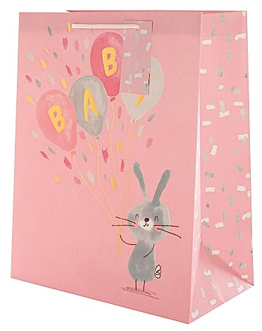 Hallmark Große Geschenktüte für Babys, mit Hasen-Design, Rosa