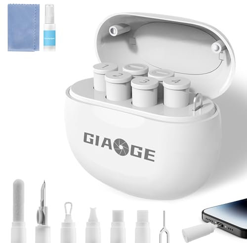 iPhone Cleaning Kit for Charging Port, Multi-7 in 1 Airpod Cleaner Kit, Phone Cleaning Tool, Repair for iPhone and Type-C Data Cable, Camera, Earbud, Speaker, Electronic Screen, Portable Storage Case