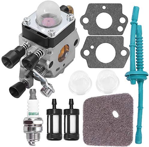 Hoypeyfiy C1Q-S97 Carburetor Kit, Replacement for Stihl FS38 FS46 FS55 KM55 HL45 FS45L FS45C FS46C FS55C FS55R FS55RC, Replaces 4140 120 0612 Carb Kit with Air Filter Gaskets Fuel Line Trimmer Weed