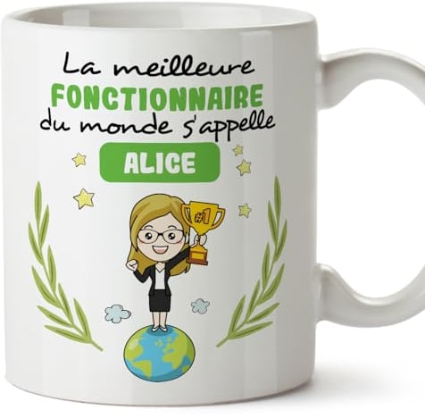 MUGFFINS Tazas Personalizadas para FUNCIONARIA mujer - En Francés - Tu Meilleur du Monde - 11 oz / 330 ml - Regalo Personalizable original y divertido