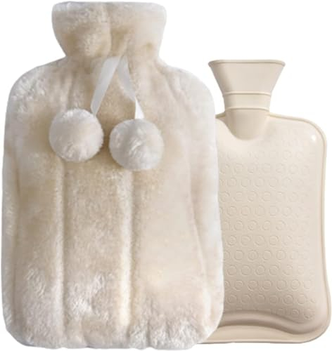 Hot Water Bottle with Soft Fleece Cover 2.0L Large Classic Rubber Hot Water Bag for Neck, Shoulder and Hand Feet Warmer, Menstrual Cramps, Hot Compress and Cold Therapy