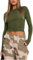 Women's Basic T-Shirt Long Sleeve Crop Top Slim Fit Tops Casual Crew Neck Tee Shirt Long Sleeve (UK, Alpha, L, Regular, Regular, Army Green)
