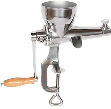 Beerenpresse Manuell, Saftpresse Stahl Mit Kurbel und Reinigungsbürsten, 32cm Fruchtpresse Mit Schraubzwinge Zur Tischmontage