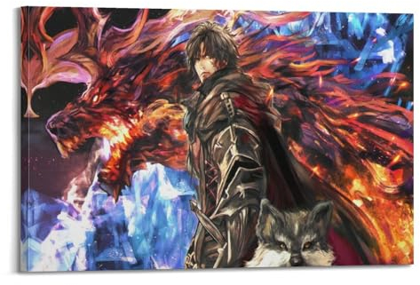 Videospiel-Poster, Motiv: Final Fantasy XVI, dekoratives Gemälde, Leinwand, Wandposter und Kunstdruck, moderne Familienschlafzimmer-Dekoration, Poster, 50 x 75 cm