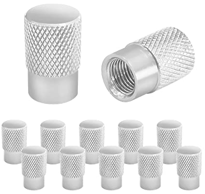 JNNJ 12 Stück Ventilkappen, Auto Ventildeckel mit Antikorrosionsschutz, Universal Autozubehör Ventil Kappen, Staubschutz Luftdüsenkappe Motorrad Fahrrad(Silber)