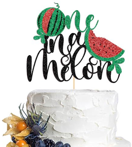 Dcokska One in a Melon-Cake Topper, Summer Baby First Birthday Cake Topper, Baby Girl and Boy 1st Birthday Party Decoration/Watermelon Theme Dinner Party Cake Topper (one in a melon-4)