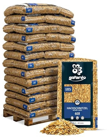 GALAMIO Holzhackschnitzel Gelb Kiefer 5-60 mm - 2340L (39 x 60L) - Farbiger, natürlicher Unkrautschutz