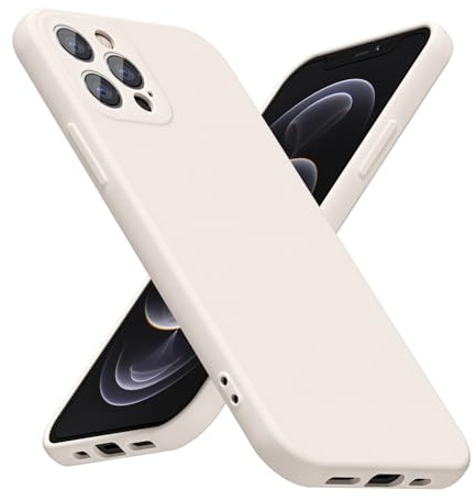 LoeoeL for iPhone 12 Pro Phone Case Silicone, Minimalist Ultra Thin Slim Soft Rubber Gel Solid Color Matte TPU Cute Case for Women Men, Girly Plain Aesthetic Design & Camera Cover, Beige Stone Cream