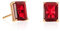 namana Simples Boucles d'Oreilles Rouge Rubis en Taille Emeraude en Argent Sterling 925 Plaqué Or, Boucles d'Oreilles Or pour Femme et Jeune Filles avec des Pierres Rectangles Rouges