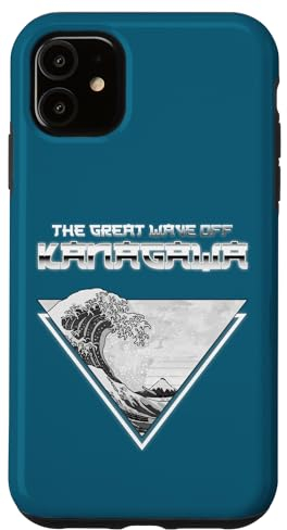 Hülle für iPhone 11 Great Wave Off Kanagawa Dreieck-Blaufilter im Vaporwave-Stil