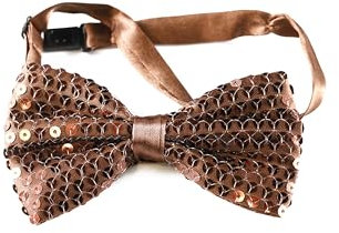 TMK Schmetterlingskrawatte Fliege festliche Accessoires Unisex mit Pailletten und mehrfarbig verstellbar für Erwachsene und Kinder Unisex Code 27600, Braun Pailettes, Erwachsene