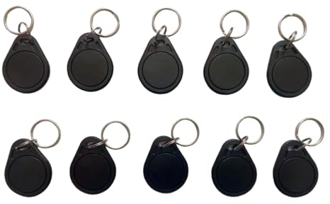 JWFKWNH Lot de 10 porte-clés RFID NFC NTAG215 - Étiquettes de proximité - Carte d'identification NFC - 13,56 MHz - Contrôleur d'accès en matériau ABS - Convient pour le contrôle d'accès de porte
