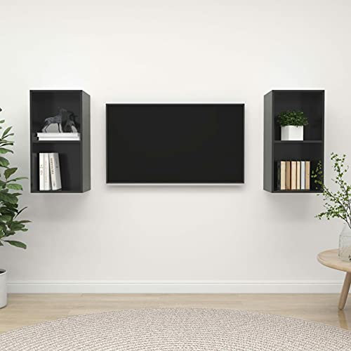 Bulliing TV-Wandschränke 2 STK. TV Board HäNgend TV Unterschrank Wohnwand HäNgend TV Sideboard Wohnzimmer WohnwäNde Hochglanz-Grau Holzwerkstoff - 3079852