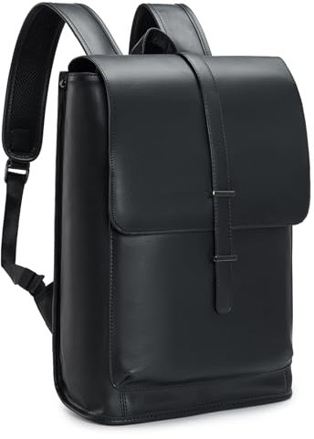 BAGZY Zaino Da Viaggio Bagaglio a Mano 40 X 30 X 15 British Airways,Borsa per Laptop Zaino Porta PC 15,6 Pollici Zaino Uomo Lavoro PU Pelle Zaino Aereo per D'affari Borsa Scuola,Nero