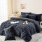 Boqingzhu Plüsch Bettwäsche 135x200cm Grau Blaugrau Uni Einfarbig Kuschelig Flauschig Warm Winter Flanell Fleece Wende Bettwäsche Set Kaninchen Kunstfell Bettbezug und Kissenbezug 80x80cm