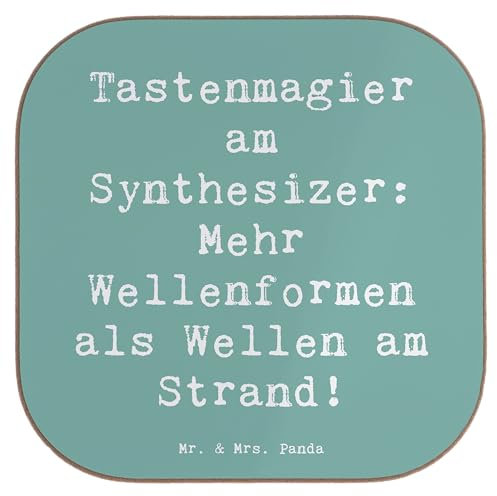 Mr. & Mrs. Panda Holz Untersetzer Spruch Synthesizer Magie - Geschenk, Musikliebhaber, Untersetzer für Gläser, Musik, Holzuntersetzer, Musikfans,
