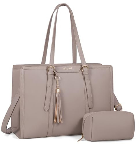 LOVEVOOK Arbeitstasche Damen 15,6 Zoll Laptop Handtasche Groß Tote Bag Women Leder Shopper Shoulder Crossbody Bag Elegante Schultertasche Aktentasche Lehrertasche Bürotasche für Business Work