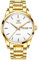 OLEVS Armbanduhr Herren Luxus Gold Edelstahl Armbanduhr Großes Handgelenk Weiß Zifferblatt Business Kleid Uhren Minimalist Leicht Zu Lesen Wasserdicht Tag Datum Quarz Uhr Herren