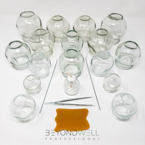 16x Glas Feuer Schröpfen Set mit Zubehör