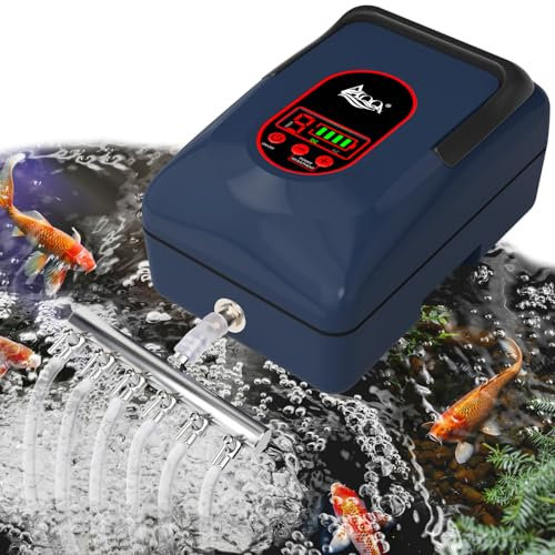 AQQA Fish Tank Air Pump, 1080L/H AC/DC Battery Aquarium Air Pump, 9 Gear Adjustable Air Volume, IPX6 Waterproof Oxygen Pump for Pond Outdoor Fishing