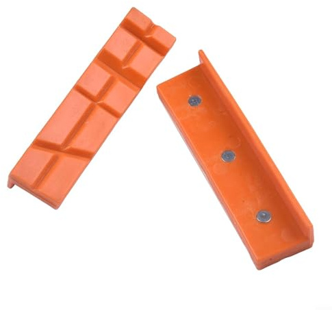 Besttoolifes Schraubstock-Backenpads, magnetisch, weich, weich, mit mehreren Rillen, Backenschutz, passend für eine Vielzahl von Schraubstock/Schraubstock und Blöcken, 2 Stück (10,2 cm V-förmig)