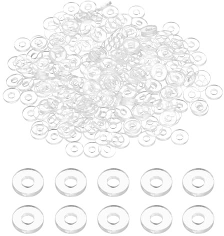sourcing map 240 Pcs M2 PVC Flat Washers 2mm ID 5mm OD 1mm Thick Plain Washer Grommets Plastic Sheet Gasket Fastener Sealing Spacer Gasket Ring Water Hose Washers, Clear
