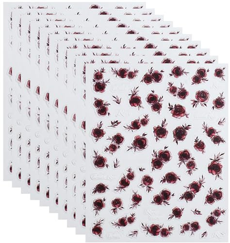 10 Sheets Floral Nails Art Stickers Flower Decals Gothic Stickers Nails Art Decorations For Women And Girls