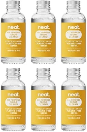 Neat Floor Cleaner Refills 6 x 30ml, Mango & Fig, Plant-Based | Squirt straight onto the floor and mop: each 30ml concentrate makes 750ml, so 6 refills make 4500ml of cleaner.