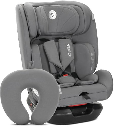Lorelli Mitwachsender Kindersitz i-Size 40-150cm, Baby Autositz Voyager, Gruppe 0+/1/2/3, Autokindersitz ab Geburt bis 12 Jahre, 0-36 kg, Auto Babysitz ab Geburt, 5-Punkt-Gurt, Grau