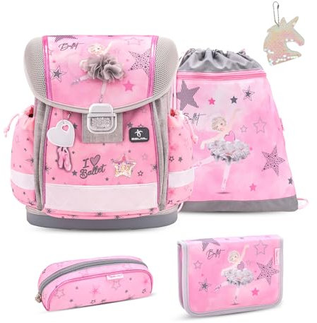 Belmil Classy Schulranzen Set 5 teilig mit extra Schlüsselanhänger (Ballet Light Pink 2025)