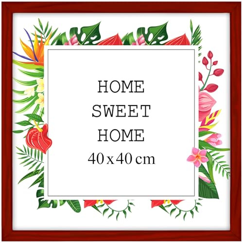 MG Design Rot Bilderrahmen 40 x 40 cm – Aus echtem Holz mit Acrylglas, zum Aufhängen & Aufstellen, für Fotos, Poster & Puzzle