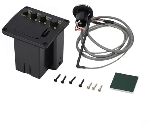 Zeroupshop Akustikgitarre Preamp EQ Tuner mit Piezo Pickup Equalizer System 2-Band EQ für Akustikgitarre Verstärkung