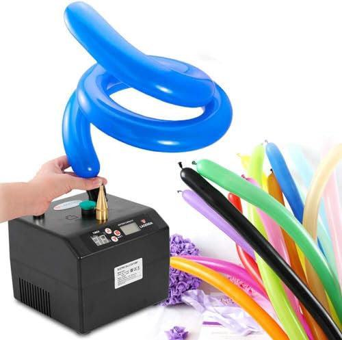 ZHJOPP Commercial Electric Balloon Pump, Twist Shape Balloon Inflator with Battery, Digital Timer and Counter, Ultra Quiet Design, Suitable for Birthday Party, Party Decoration