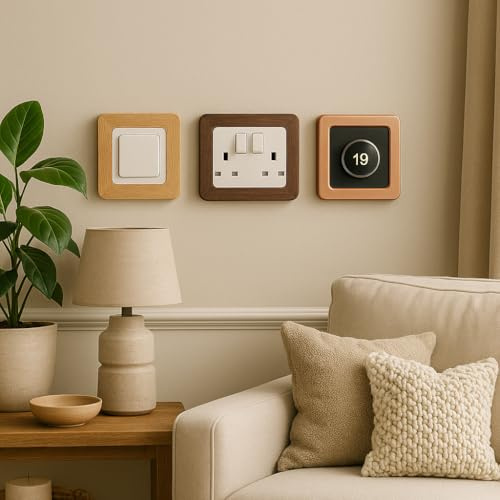 BCcustomkeepsakes Gold Double Light Switch Surrounds | Acrylic Double Socket Cover Plates | Modern Decorative Light Switch Frame | Stylish Wall Plate for Sleek Home Décor, Pack of 2