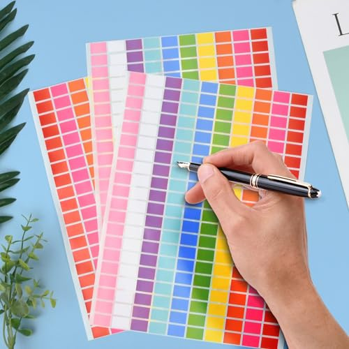 Rechteckige Farbige Aufkleber 2000 Stück, 13x19mm, 10 Farben, Klebeetiketten zum Beschriften, Selbstklebende Blanko Farbkodierung Etiketten, für Diy Büro Wird zum Markieren, Kategorisieren