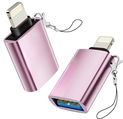 Zestiq Lightning auf USB Adapter 2-Pack, Lightning-Stecker auf USB-Buchse OTG-Kabel-Dongle für iPhone 14 13 12 11 Pro Max/iPad, USB-auf-Lightning-Adapter unterstützt USB-Stick, Kamera, Kartenleser